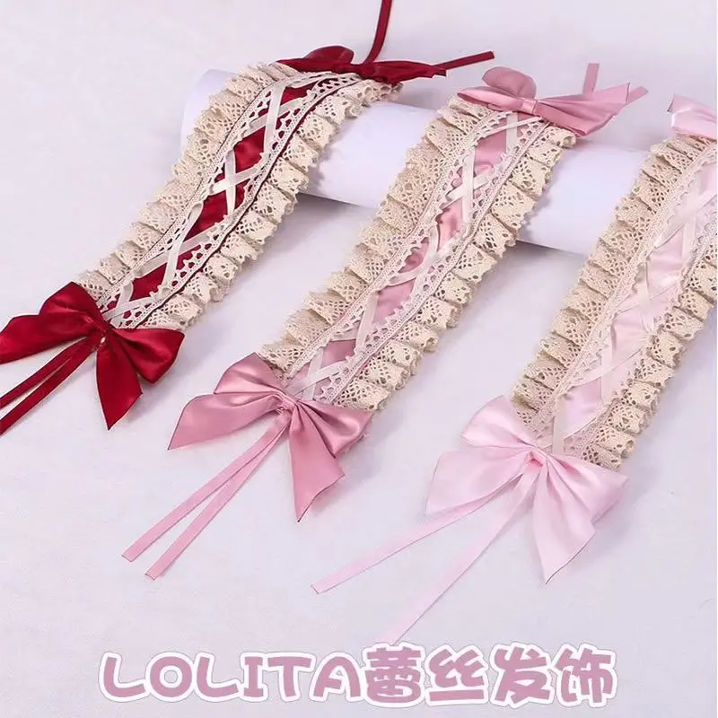 

Girls' Lovely Japanese Lolita Lace Hair Hoop Adult Ribbon Bow Hairpins Anime Maid Cosplay Headdress Women's Sweet Hair Ornaments