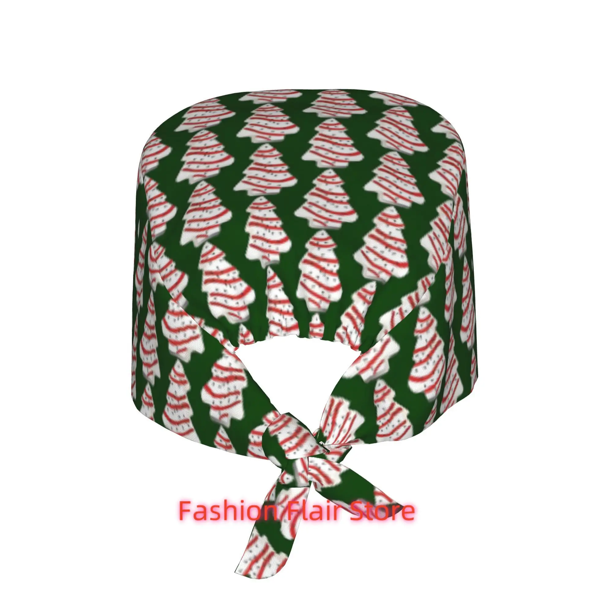 Christmas Tree Cake Unisex Work Cap Adjustable Lightweight with Lace Up Desig Dust Proof Suitable for Nurses And Chefs