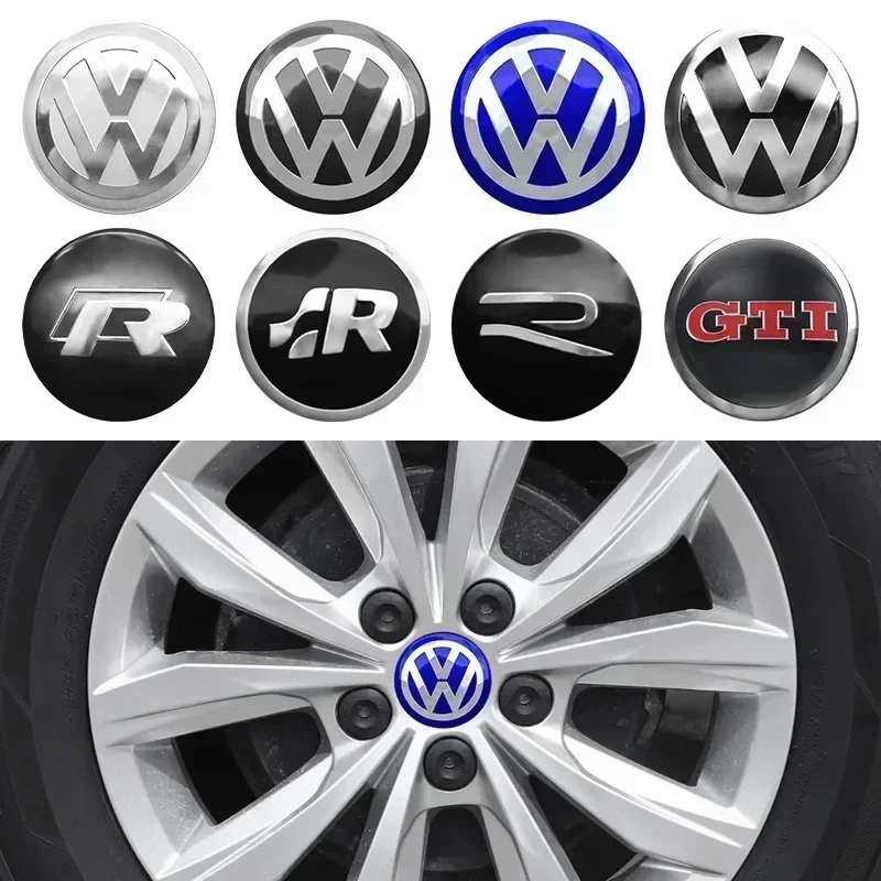 4pcs 56/60/65mm Volkswagen Car Wheel Center Cover Stickers Hub Cap For VW R Golf Touran Octavia Motion GTI Polo Auto Accessories view 2