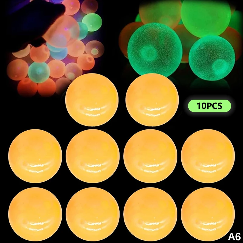 Pack 6 Pelotas Adhesivas Que Brillan En La Oscuridad – Alta Rebote, Se Pegan Al Techo Y Alivian El Estrés, Ideales Para Niños