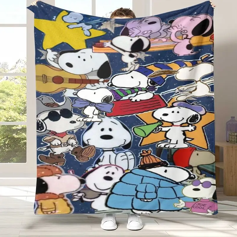 Kawaii S-Snoopys Dog Cartoon Soft Flannel Throw Blanket,Cozy Warm Blanket for Bed,Sofa,Living Room,Picnic,Home Decor,Gift Kids