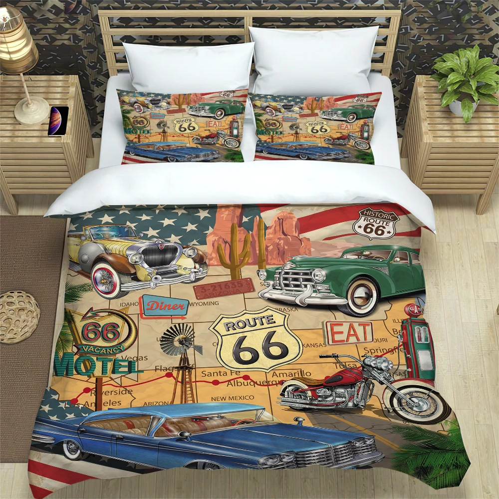 3pcs 침구 세트 클래식 자동차 빈티지 포스터 홈 섬 - Home Textiles Bedding 리뷰 및 가격