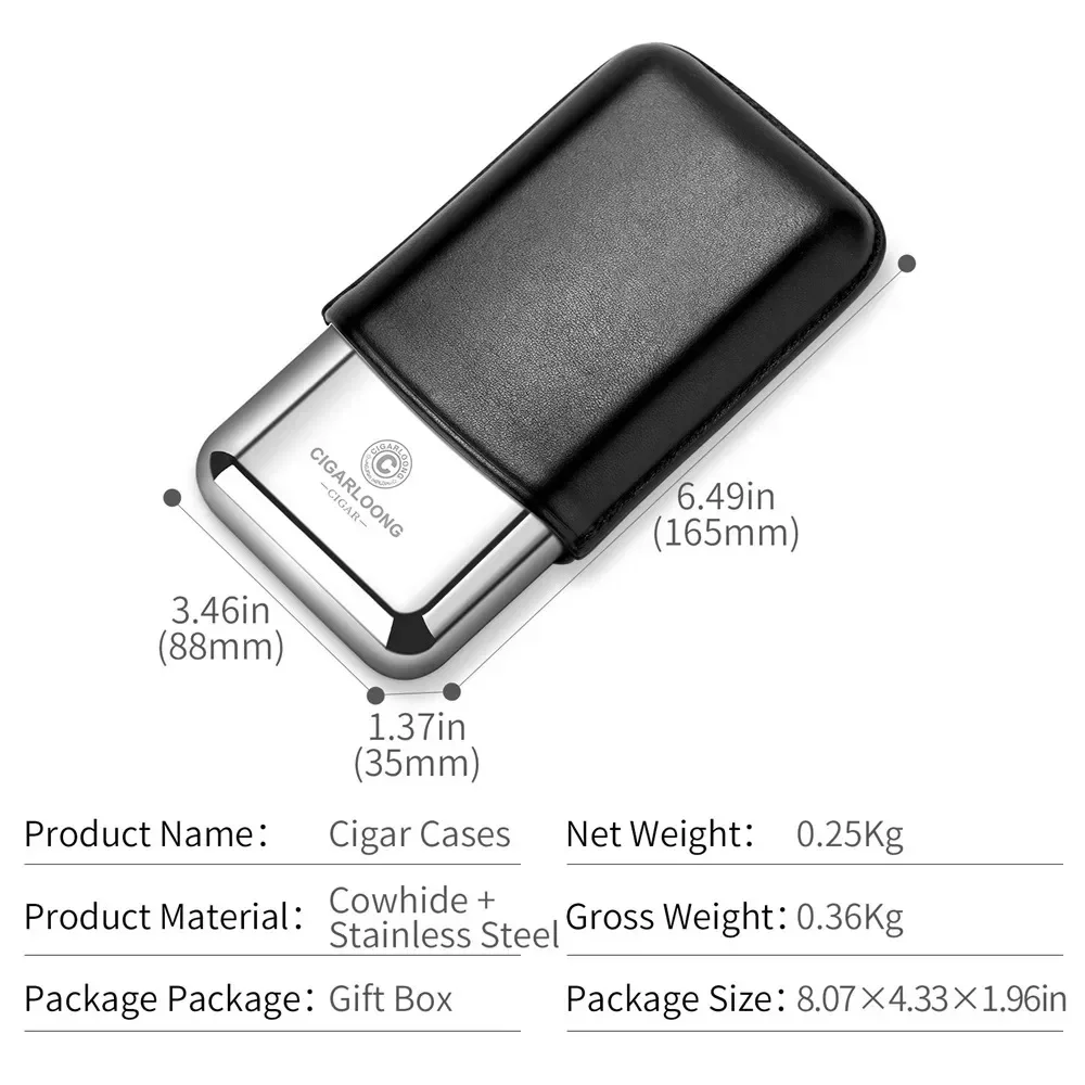 Travel Portable Cigar Case Moisturizing 3 Tube Cigar Humidor Cow Leather Gift Package Multicolor Fits 25mm Diameter Cigar