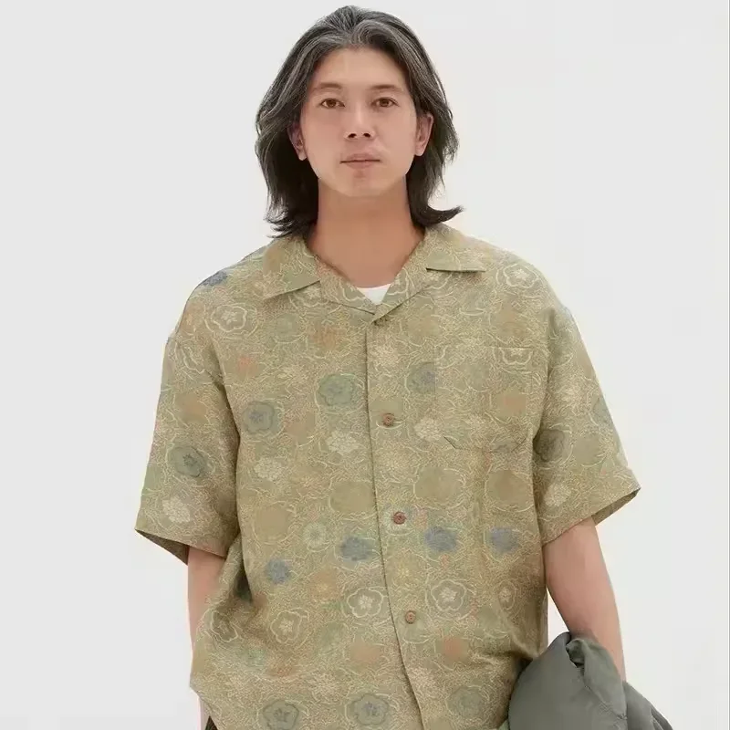 VISVIM WMV COPASHIRT S/S JACQUARD (SILK) Silk jacquard shirt