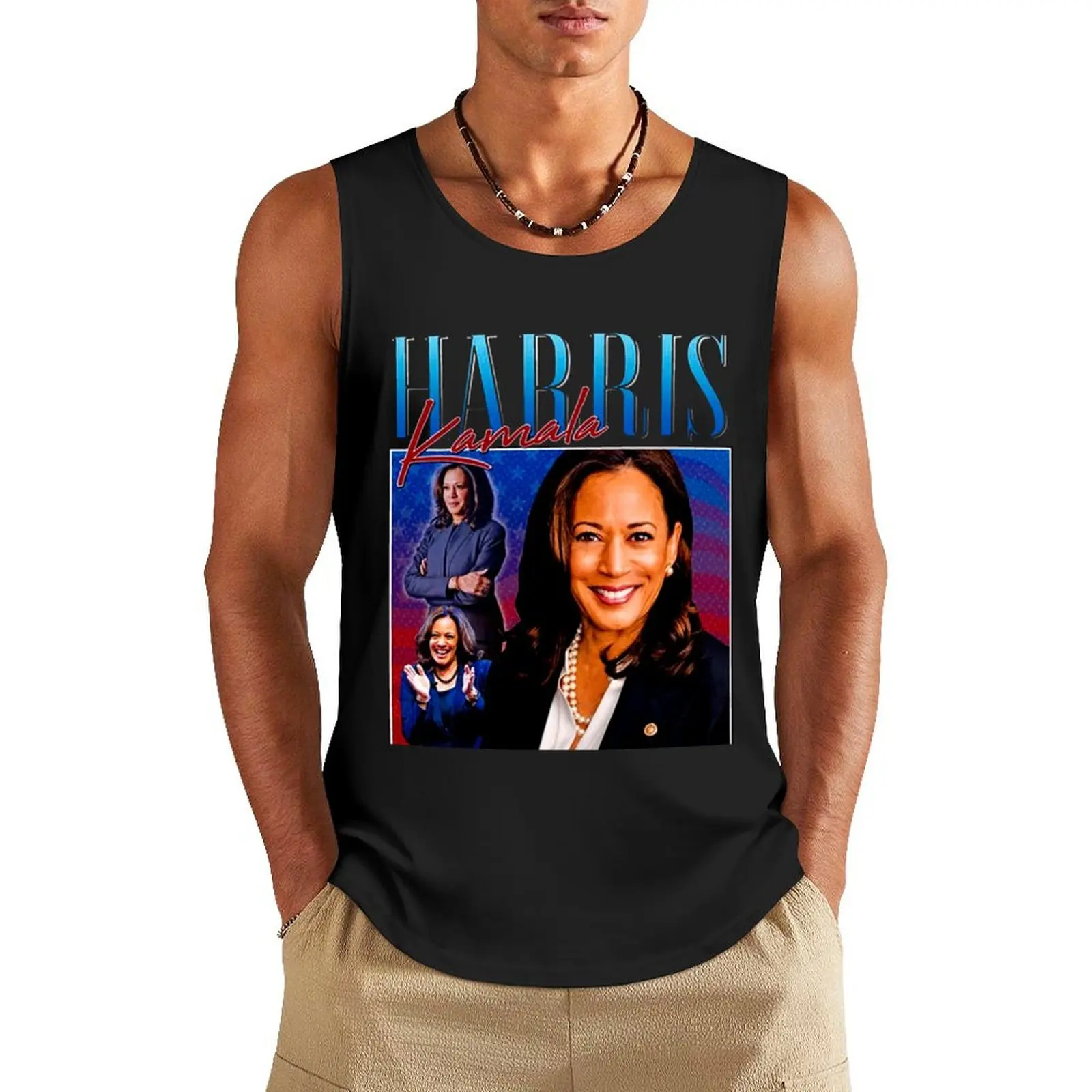 

Kamala Harris Tank Top Gym T-shirts for men gym clothes man fitness Sleeveless top Men's gym articles