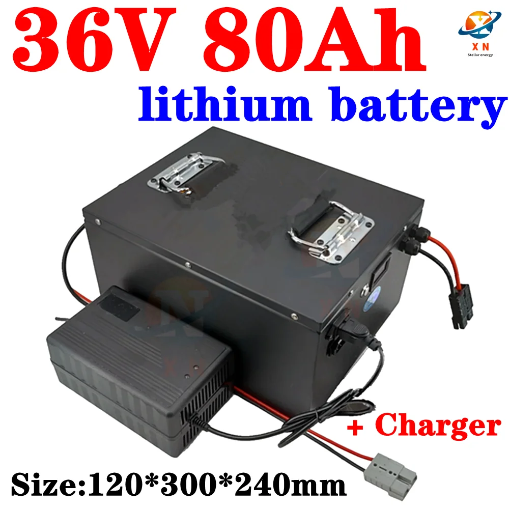 Batterie waterproof 36v 80ah lithium-ion battery 80ah BMS for 3500W electric vehicle motorcycle lighting EV RV+10A charger