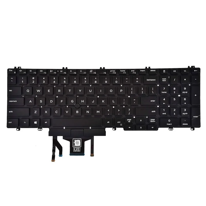 Replacement Keyboard with Backlit Pointer for Dell Latitude 5500 5501 5510 5511 /Precision 3540 3541 3550 3551 US Layout