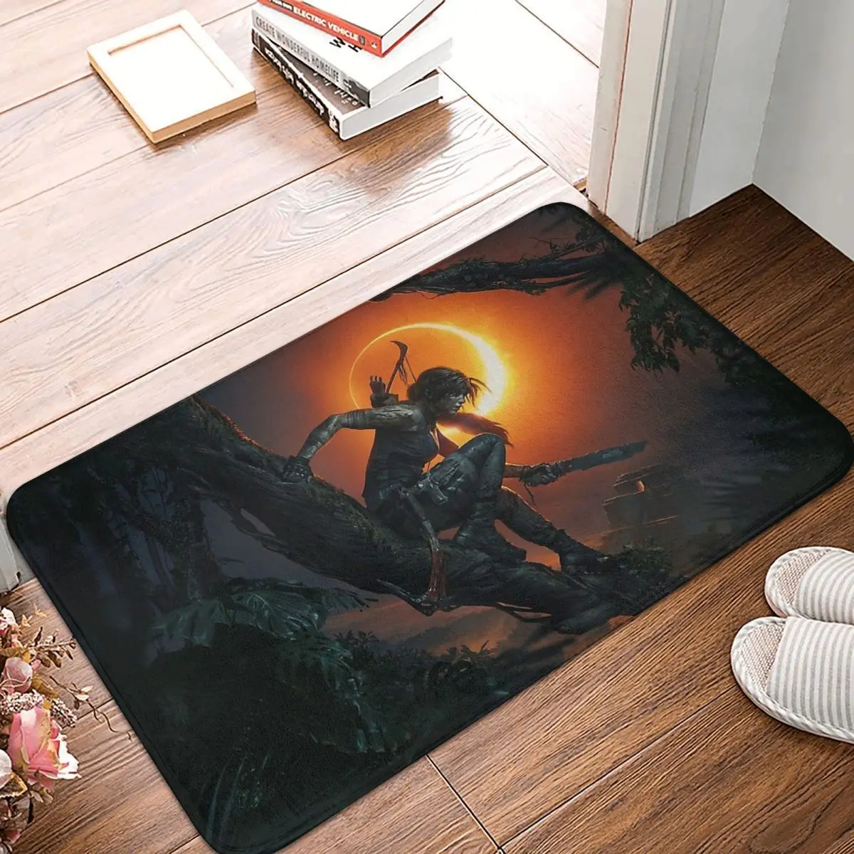 

Tomb Raider Advanture Game Anti-Slip Doormat Kitchen Mat Lara Sunset Moon Hallway Carpet Welcome Rug Bedroom Decorative