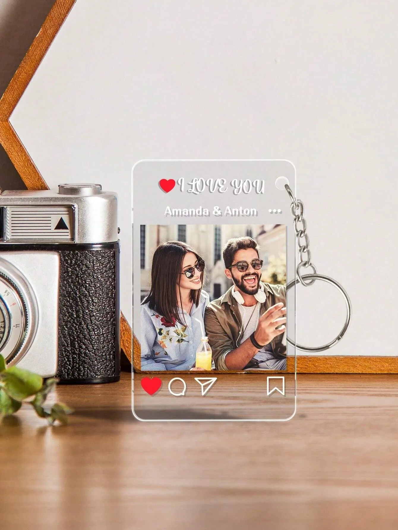 Custom Couple Photo And Text Keychain, Custom Couple Picture Keychain, Personalized Photo Keychain With Text, Custom Couple