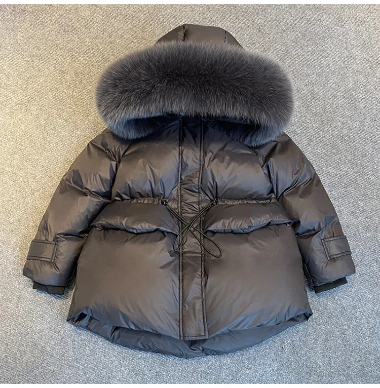 Winter New Girl Down Jacket Children Thicker Warm 90 White Duck Down Outfit Kids Clothes Real Fur Teenage Down Coat Parka  Wz987