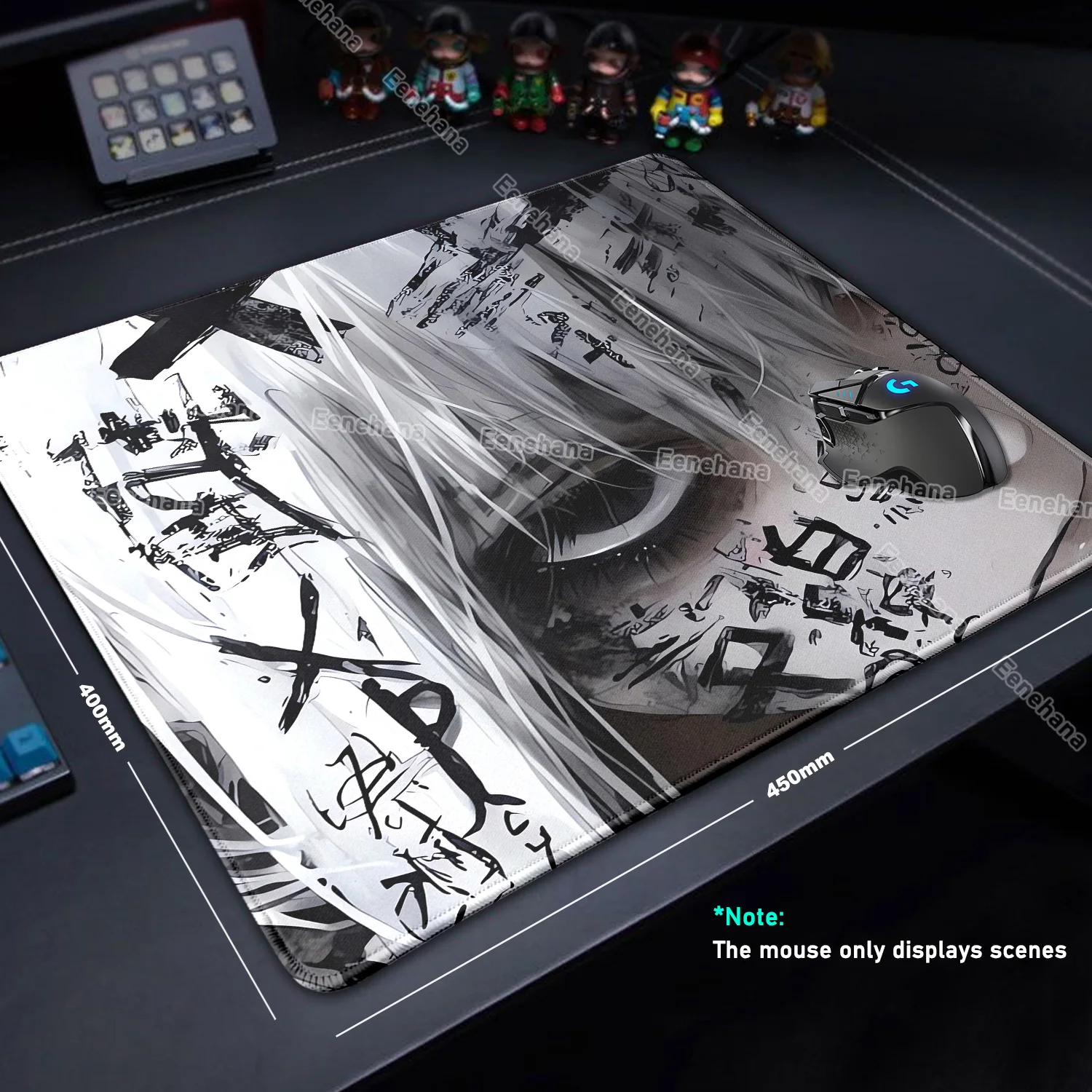 Bizarre Ästhetik Anime Mädchen PC Gaming Büro Dunkles Zubehör Kalligraphie Mauspad 45x40cm Geschwindigkeit E-Sport Wasserdichte Schreibtischmatten