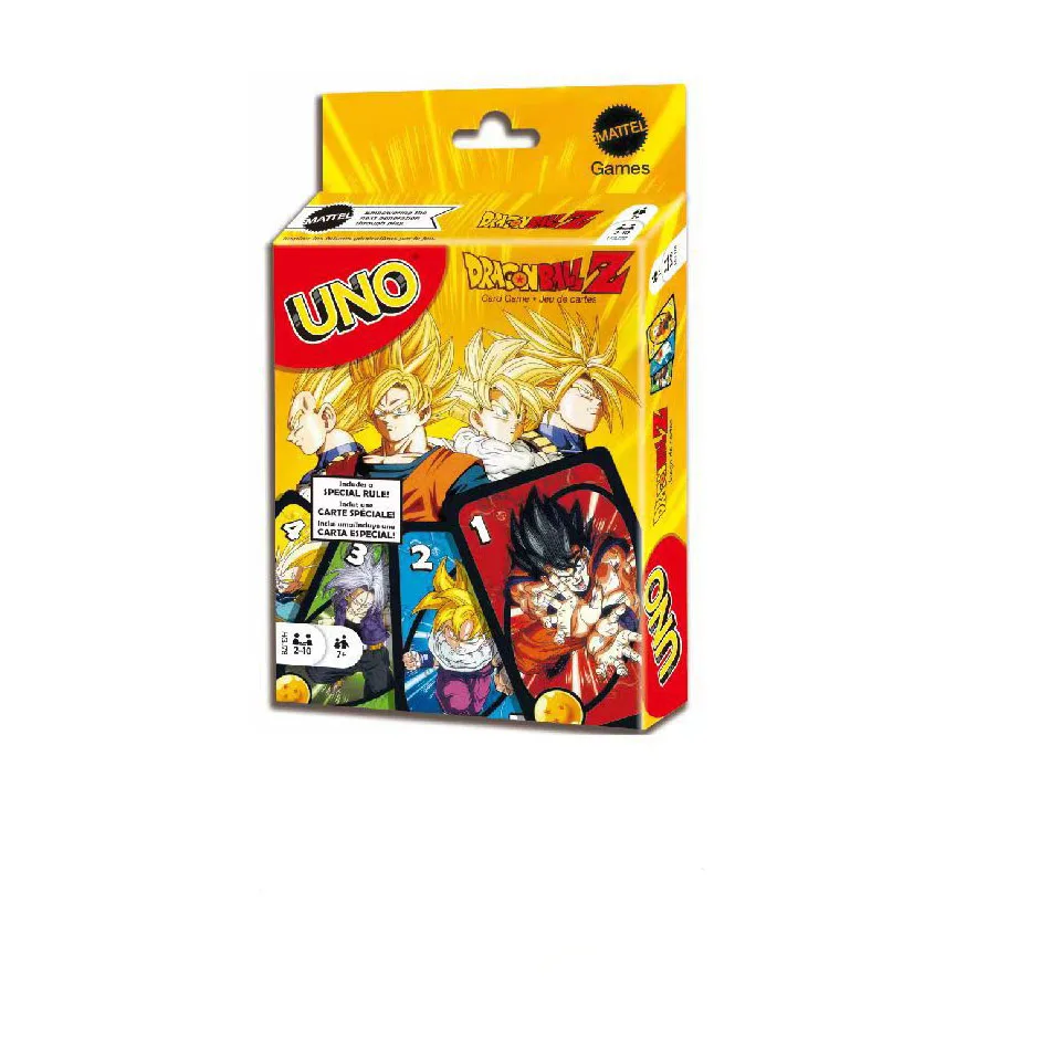 Mattel Games UNO Dragon Ball Z Card Game for Family Night Featuring Tv Show Themed Graphics and a Special Rule for 2-10 Players