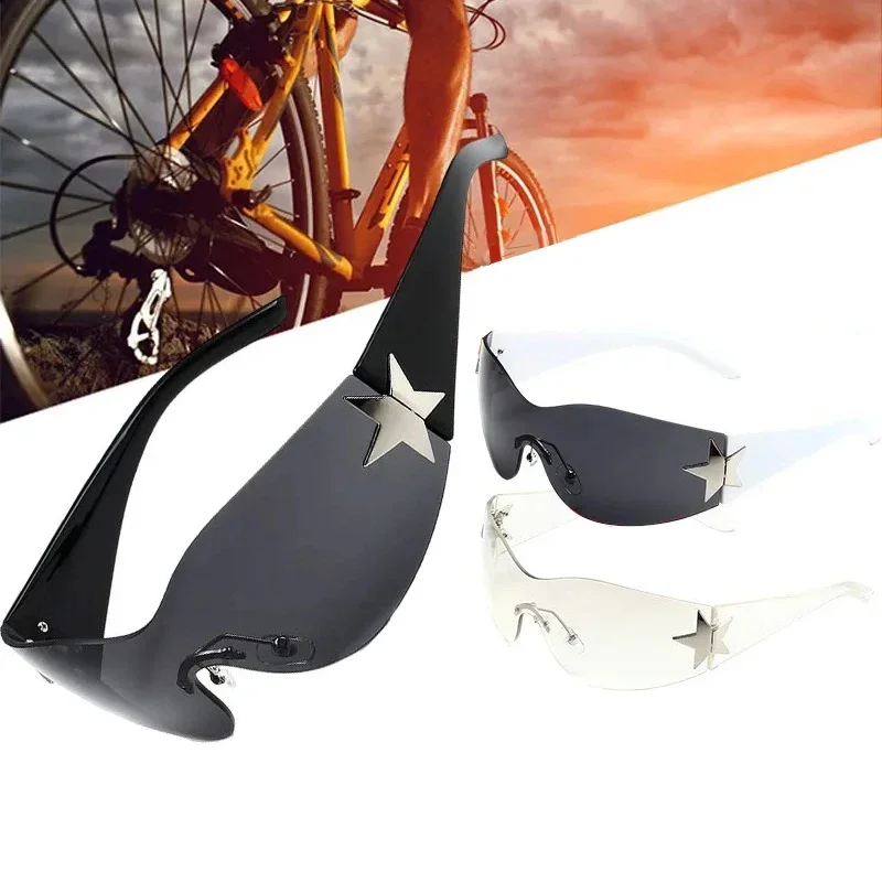 UV400 Protective Cycling Glasses for Women and Men | Trendy Wrap Around Style with Star Accents | Perfect for Sun Protection