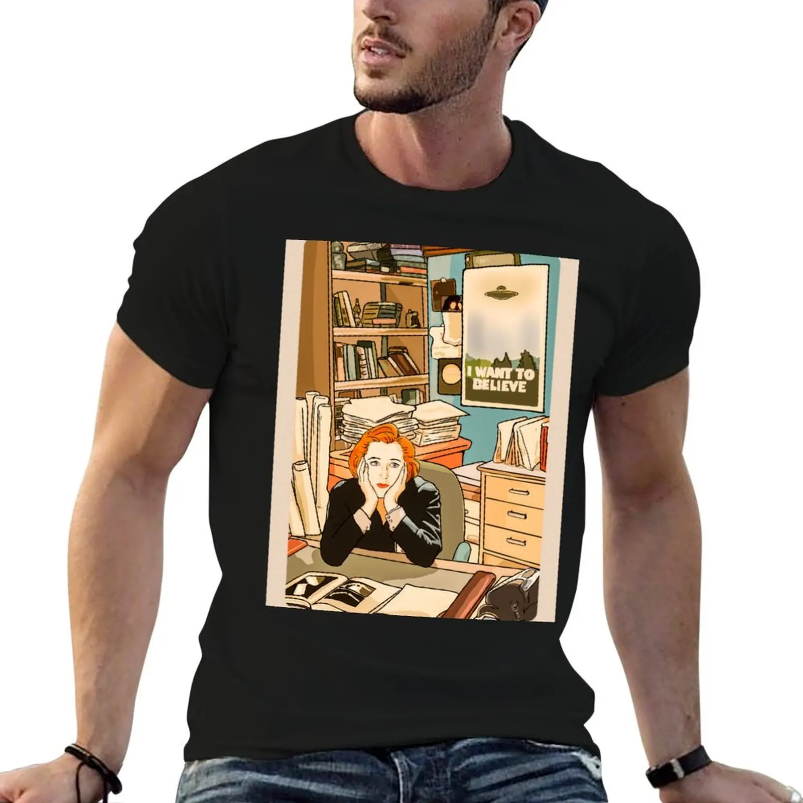 The skeptical Dana Scully in the Mulder s office The X Files T-Shirt Simple Graphic Design T-Shirt