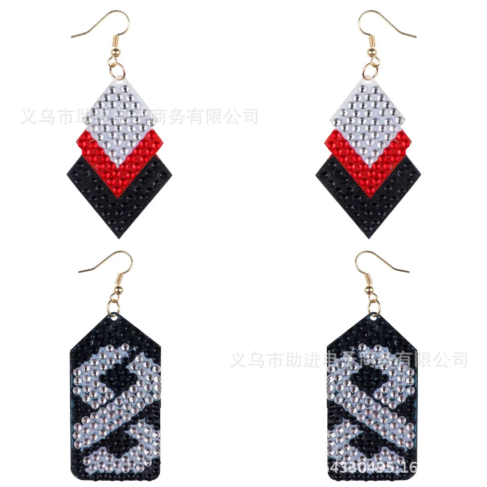 

2pairs Diamond Painting Earrings Kit Irregular Double-sided Drill Fashion Handmade Drop Earrings for Women Girl Jewelry Gifts