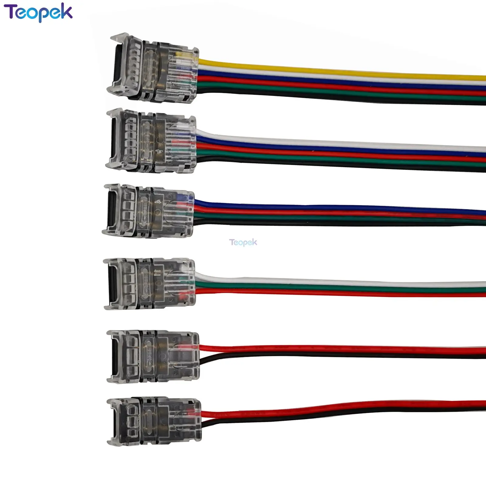 Strip To Wire LED  Connector 2pin 3pin 4pin 5pin 6pin Use Terminals Connection for Single Color RGB CCT RGBW Strip 5pcs
