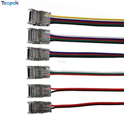 Strip To Wire LED Connector 2pin 3pin 4pin 5pin 6pin Use Terminals Connection for Single Color RGB CCT RGBW Strip 5pcs