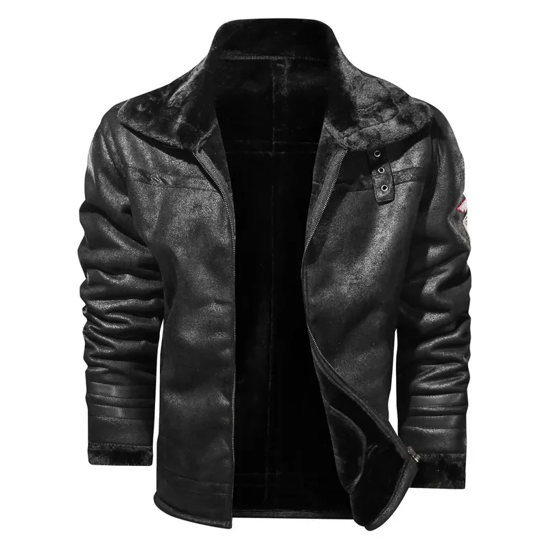 2023 men's clothing new winter  plush leather jacket  fur integrated suede oversized loose