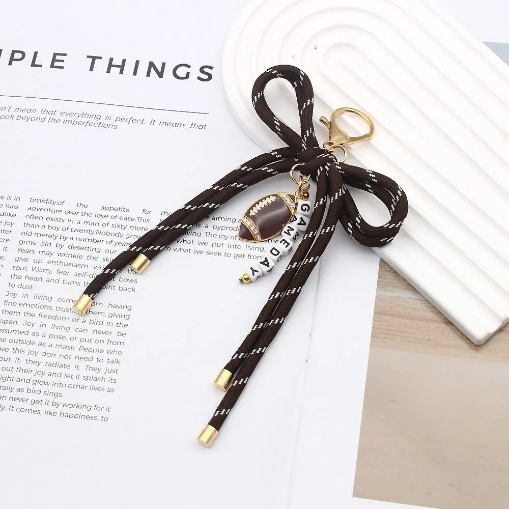 Premium Baseball Rugby Soccer Bag Charm Volleyball Nylon Rope Purse Charm Alloy Sports Theme Keychain Pendant Backpack Accent view 5