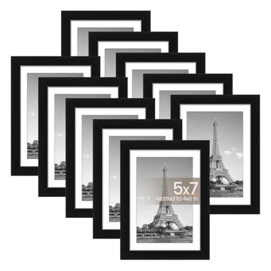 

Набор из 10 фоторамок 5x7 для демонстрации фотографий 4x6 с паспарту или 5x7 без него, коллаж из нескольких фото