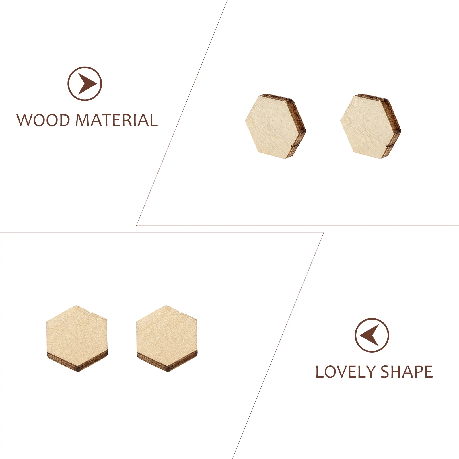 

200Pcs Beech Wooden Hexagonal Shapes Smooth Surface DIY Crafts Decorations for Wedding Birthday Christmas Ornaments