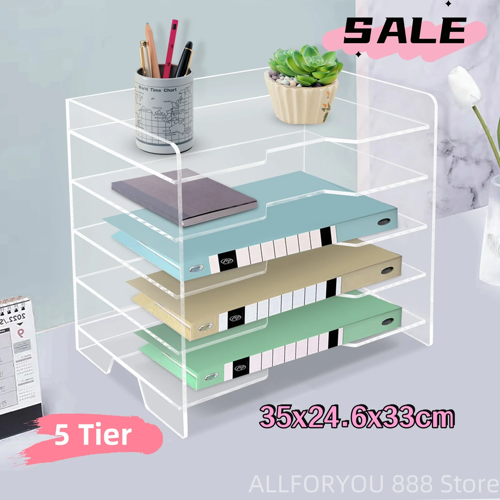 35x24.6x33cm 5 Tier Offices Study Room Desk File Organizer Holder with High-quality Material