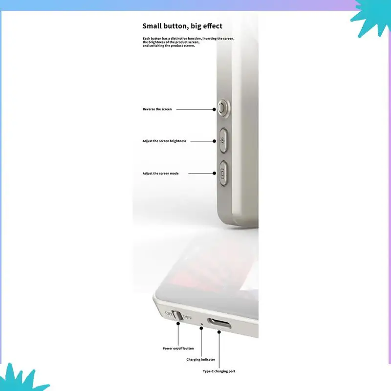 ABZW Mobile Screen Splitter Screen Selfie Long-Distance Transmission Wireless Synchronized Live Vlog Screen White