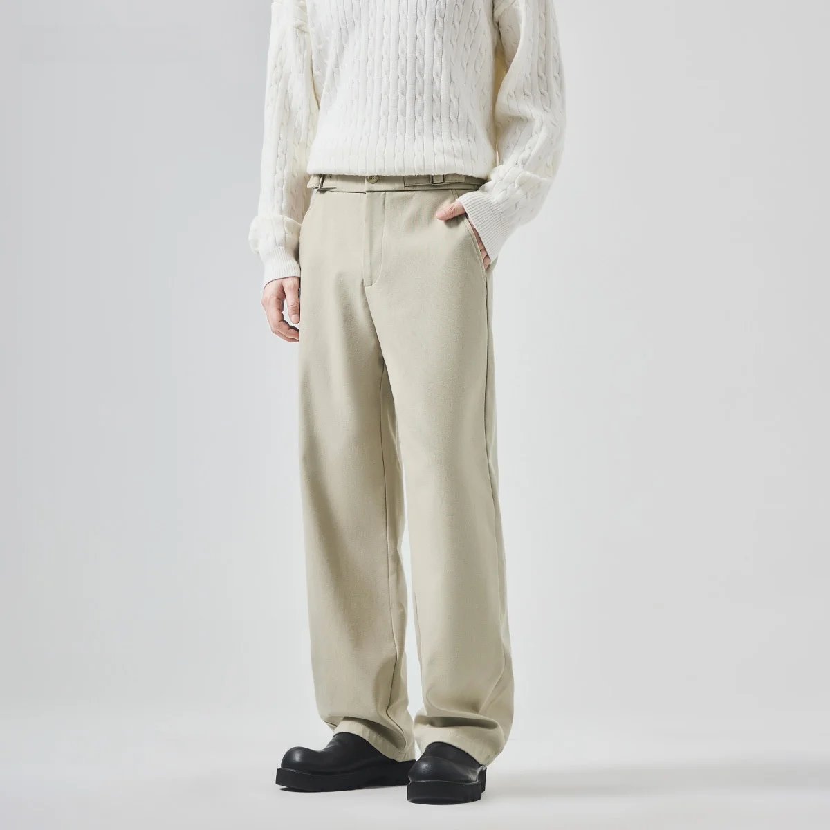 

Men's Busin Casual Pants Winter Thiened Loose Straight Leg Multifunctional Lyocell Long Trousers Comfortable Straight Cut