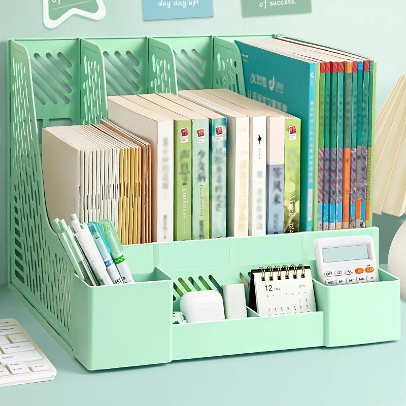 

Morandi Color Desktop File Rack Multi-Column Classification Storage Information File Contract Test Paper Desktop Storage Rack Wi