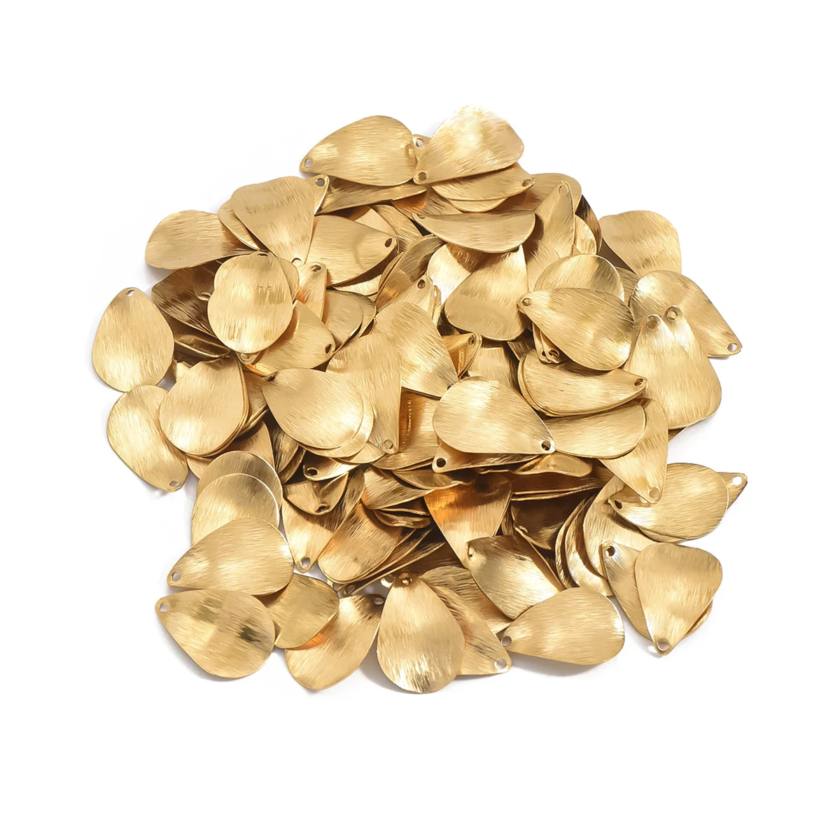 50pcs original brass bracelets, necklaces, DIY accessories, single hole geometric texture brushed water droplet pendant