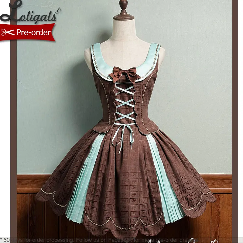 

Предзаказ: классическое платье JSK в стиле Лолита / короткая юбка ~ Chocolate Bear от Alice Girl