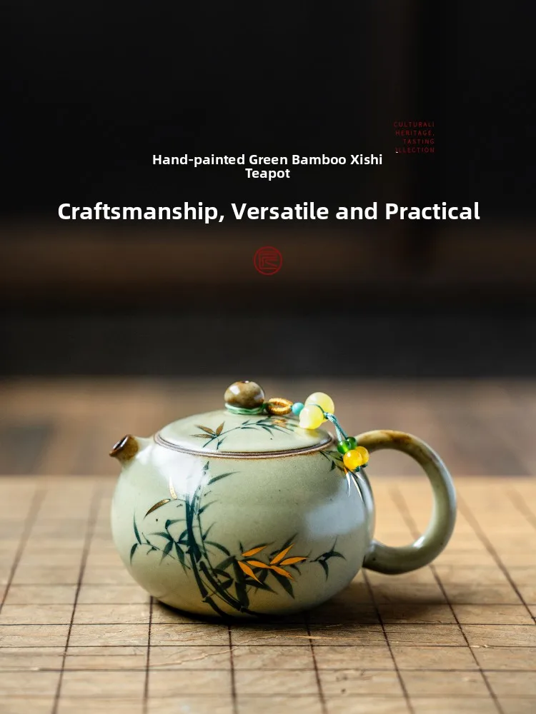 

Hand-Painted Ceramic Tea Set Pure Bamboo West Lady Special Tea Pot Gongfu Tea Utensils Ancient Change Dehua Origin