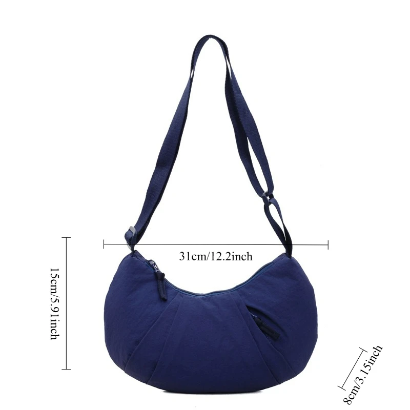 حقيبة هوبو جديدة للترفيه من التجاعيد خفيفة الوزن وبسيطة ومتعددة الاستخدامات حقيبة كروس كاجوال بلون نقي حقيبة كتف كاجوال للمدرب