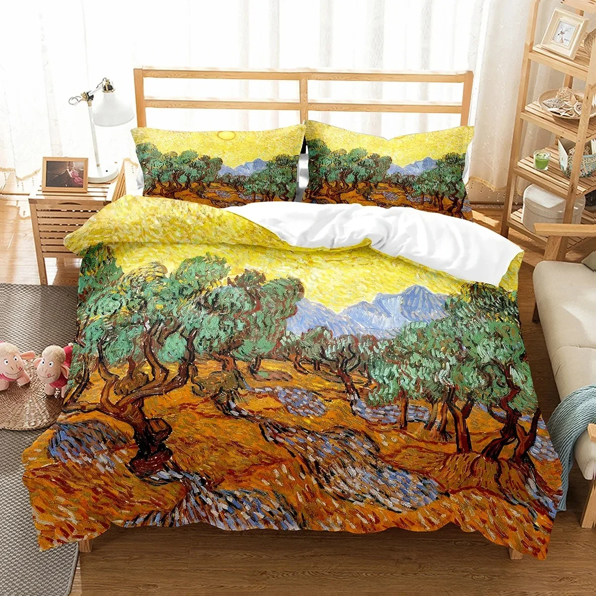 

Van Gogh Oil Painting Duvet Cover Set Art Painting Pattern Polyester Comforter Cover King Queen Size for Men Women Bedding Set