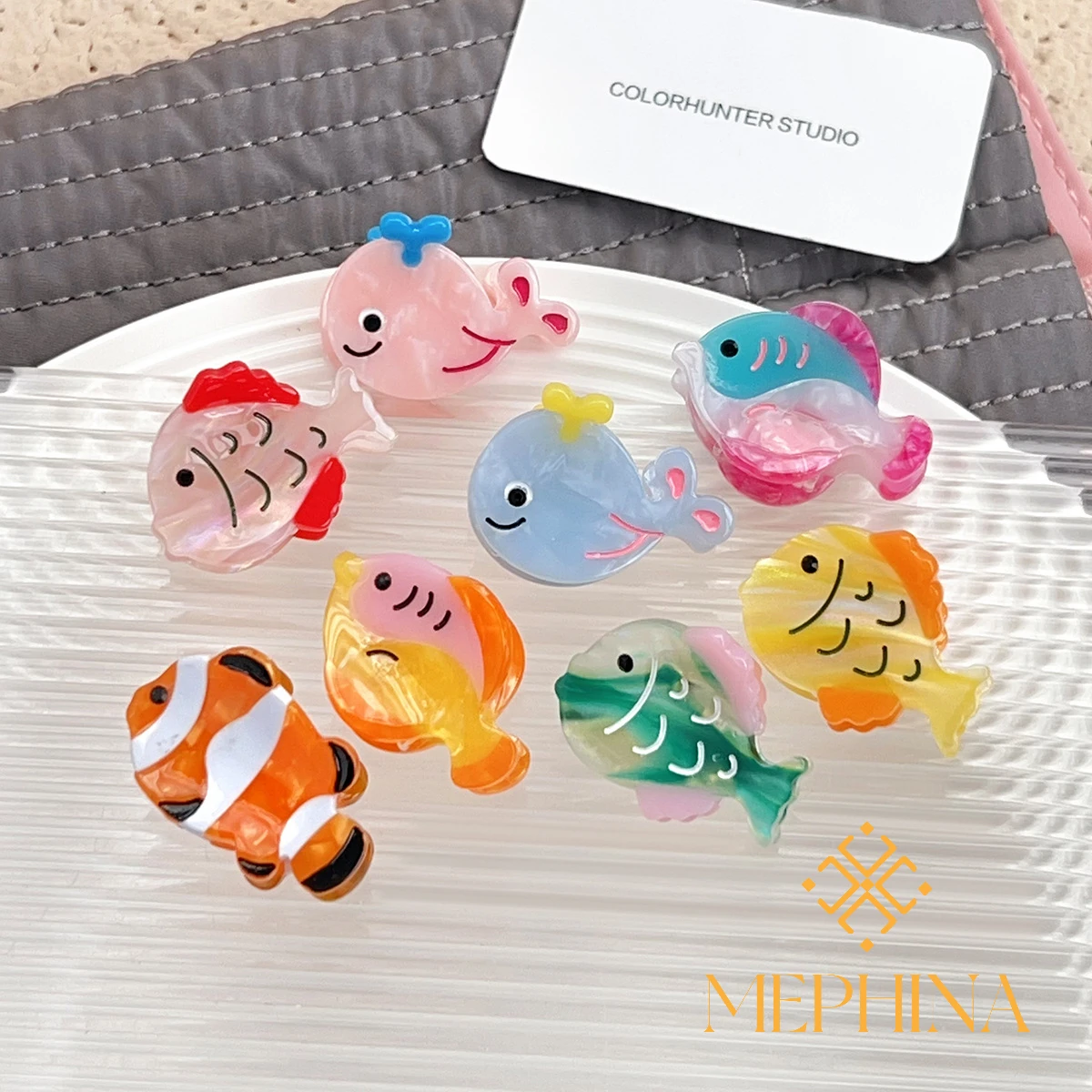 MEPHINA Haarklammern mit Ozean-Thema, Fisch-Haarklammern, Mini-Haarspange, niedliche Haarnadel, edle Cartoon-Haarklammern, Zubehör für Frauen