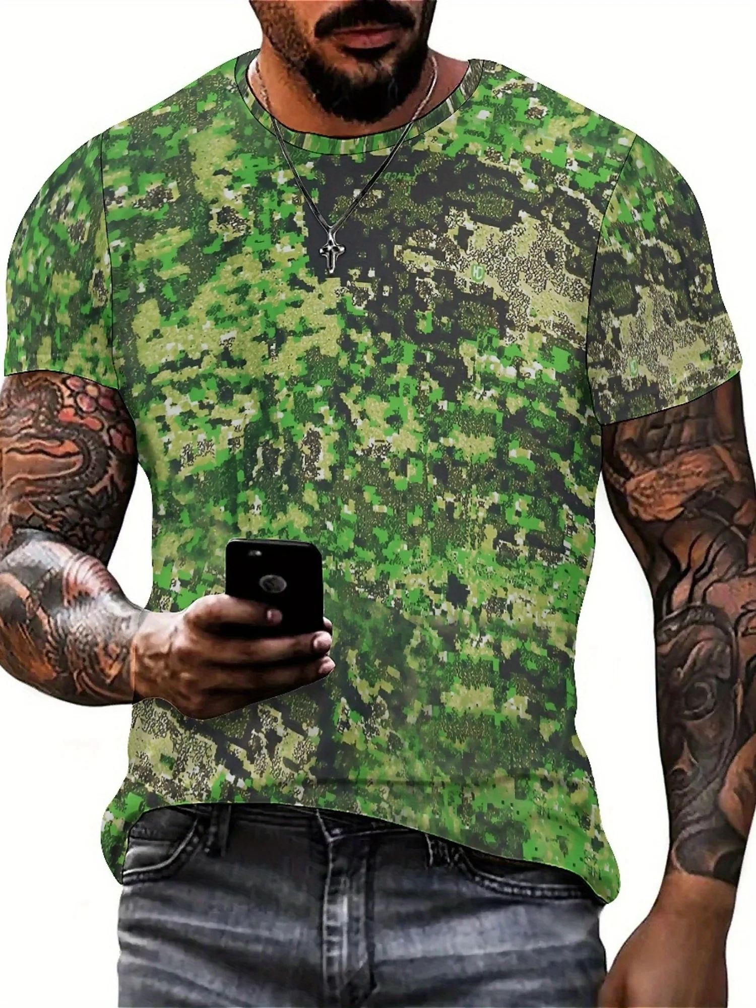 2025 الرجال والنساء ثلاثية الأبعاد مطبوعة تي شيرتات قصيرة الاكمام نابضة بالحياة هندسية التمويه نمط الرجال تي شيرت التمويه الصيد القمم