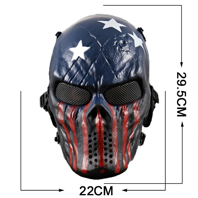 Halloween Airsoft Masks Tactical Wargame CS Paintball Skull Head Party Bike Cycling Full Face Masks for Outdoor Hunting Dominoes