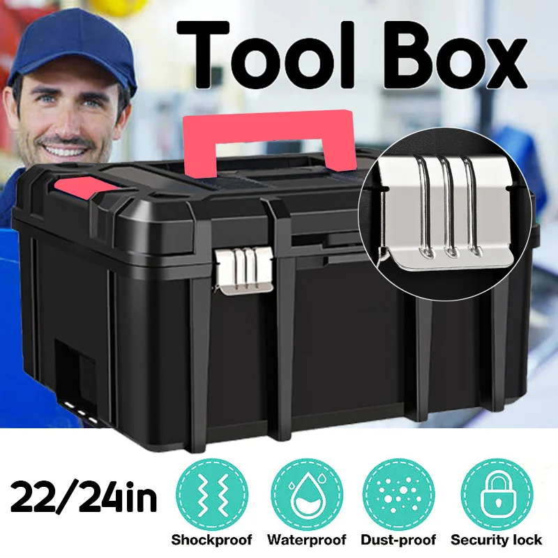 Large Capacity Tool Box Multifunctional Household Portable Tool Box 22/24inch Hardware Car Tool Box Organizer Tool Storage ﻿