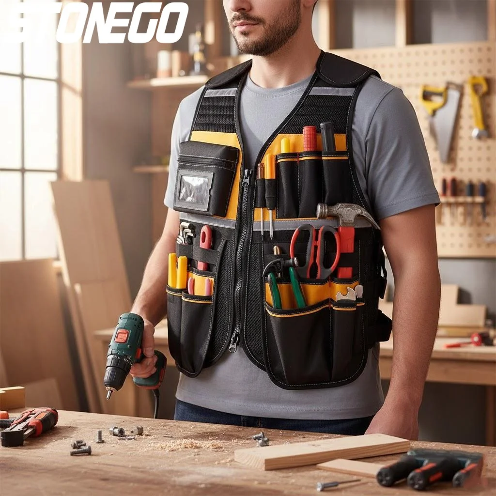 

Дышащий жилет для хранения инструментов с множеством карманов, светоотражающая рабочая куртка для строительства, садоводства, авторемонта