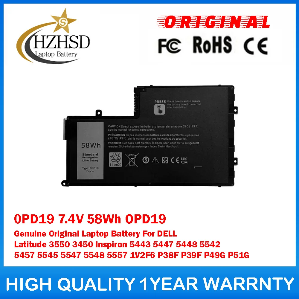 

0PD19 7.4V 58Wh OPD19 Genuine Original Laptop Battery For DELL Latitude 3550 3450 Inspiron 5443 5447 5448 5542 5457 5545 5547