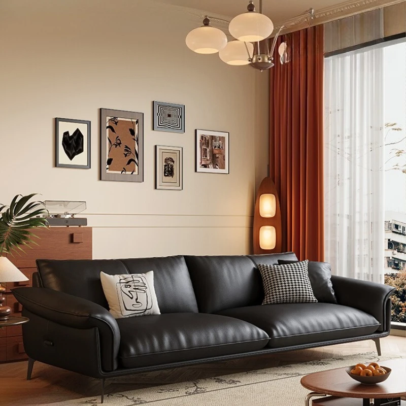 

Designer Luxury Living Room Sofas Black Classic Soft Cheap Lounge Sofa Lazy Leather Modern Divani Per Soggiorno Home Furniture