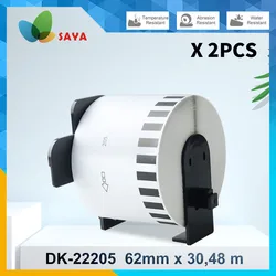 DK-22205-2 Rolls Continuous Thermal Paper DK Label tape for Brother QL-500/500A/550/560/570/570VM/580N/650TD/710W 62mm x 30.48m