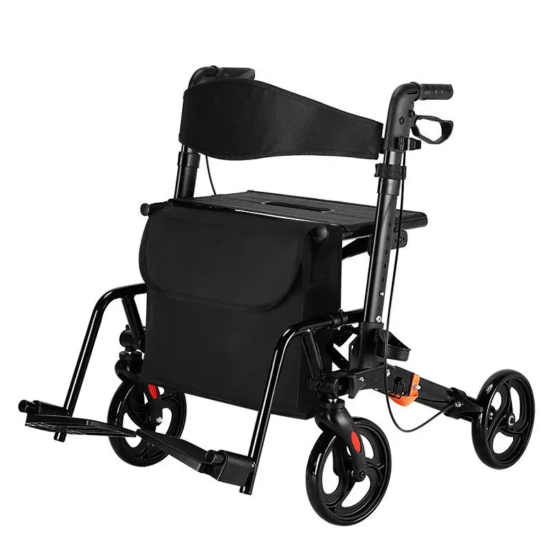

The elderly help the trolley to travel, you can sit on the folding walker to buy food, shop, leisure, and elderly scooter