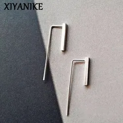 XIYANIKE Silver Color Prevent Allergy Stud Earrings Trendy Simple Geometric Jewelry for Women Valentine's Day Gifts