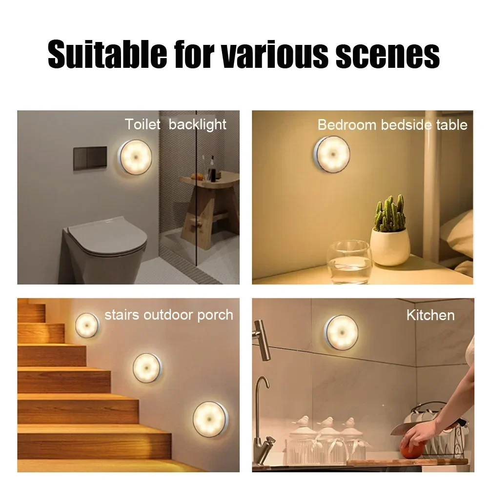 XIAOMI Night Light With Motion Sensor Rechargeable USB Solar Lamp LED Wireless For Kitchen Cabinet Bedroom Bedside Toilet Decor