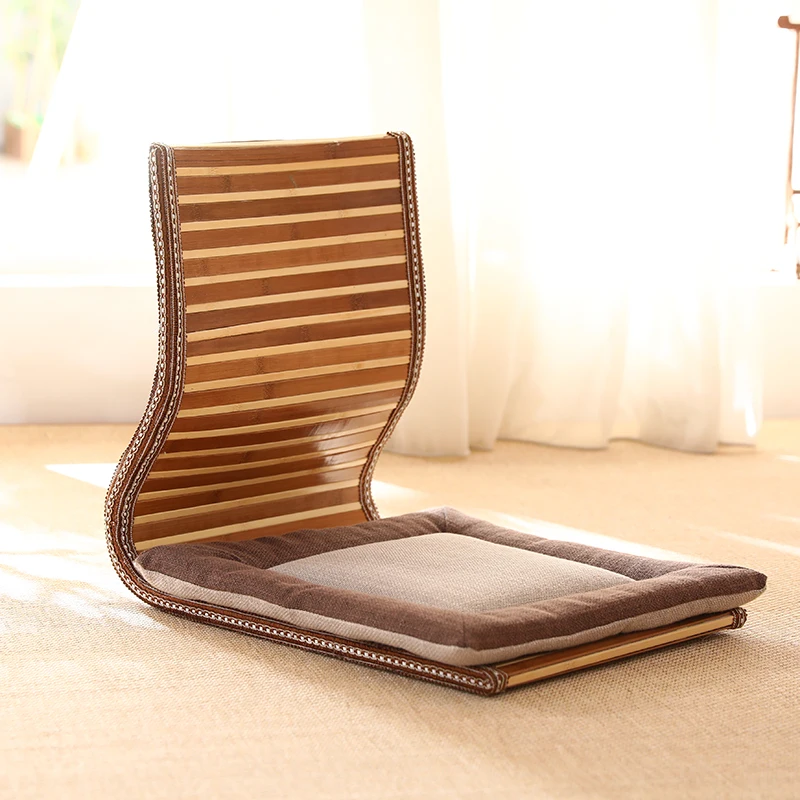 

Японское кресло-татами из ротанга, сиденье для отдыха с одной спинкой, табурет с подушкой для пола на балконе, пуфик без ног