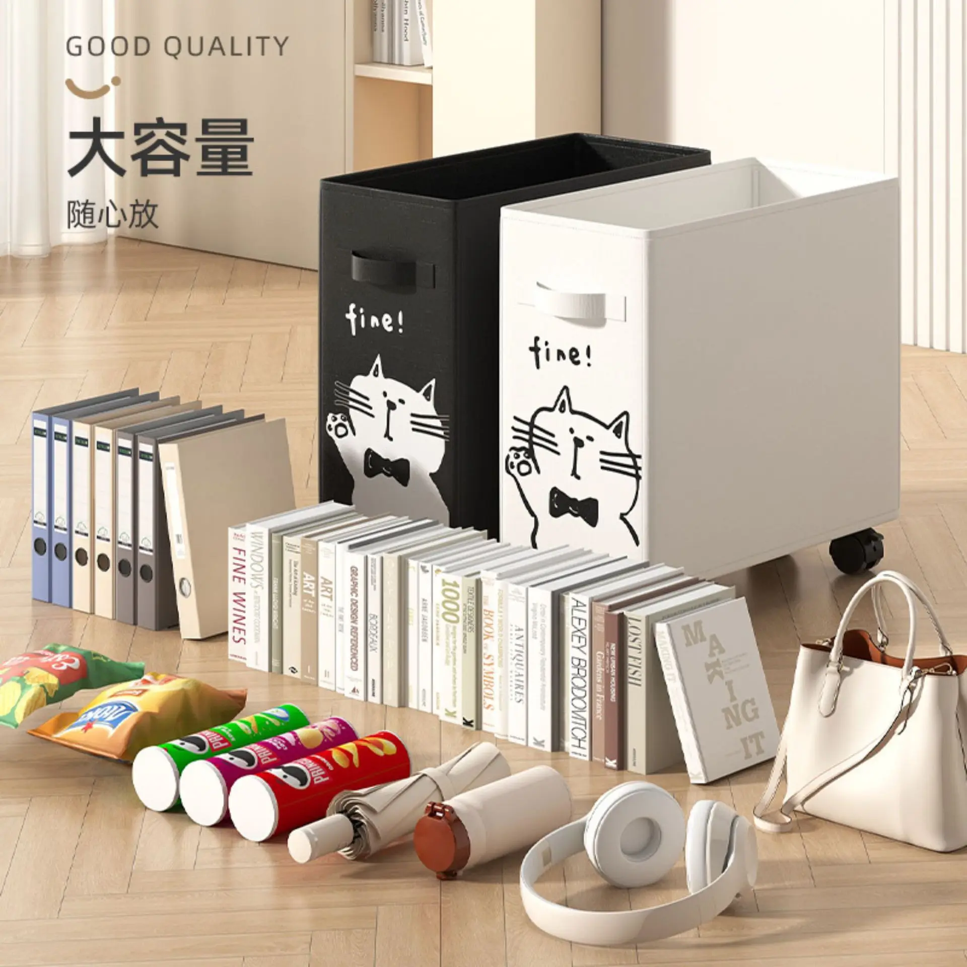 Rolling Under Desk Bag Holder Cart with Wheels Office Storage Trolley Dorm School Bag Organizer Rack Workstation