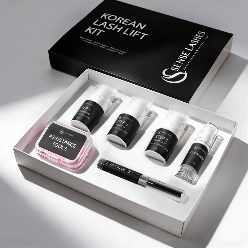 Korean Lash Lift Pro Kit Lifting Eyelashes Lasting 6-8 Weeks Professional Eyelash Perm Kit Makeup Tools for Salon & Home Use