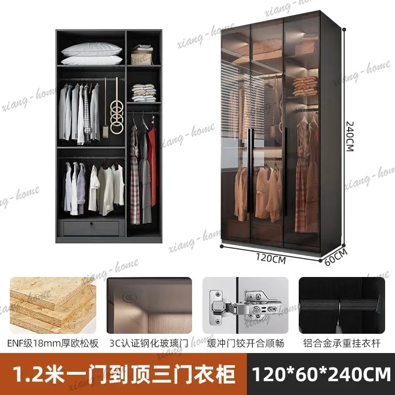 Household bedroom glass door one door to top cloakroom cabinet combination L type