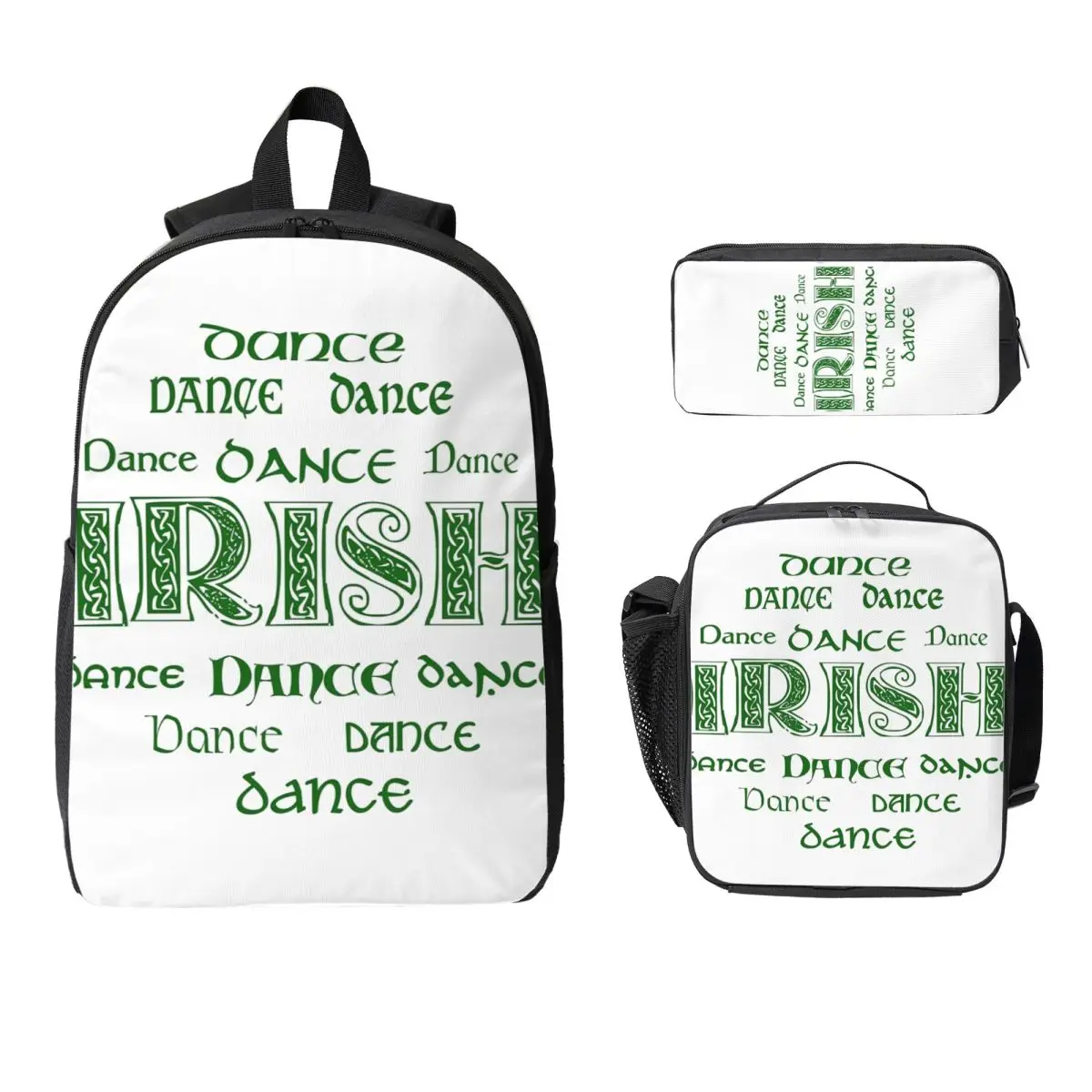 Irish Dance Forever! Backpack Student Boys Girls BookBag School Bag Laptop Shoulder Bags 3ps Insulated Lunch Bag Pencil Case
